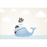  Fototapeta dla dzieci na wymiar wieloryb, statek piracki, ocean dwk110