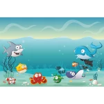  Fototapeta dla dzieci na wymiar podwodny świat, rybki, ocean, skarby dwk111