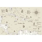  Fototapeta dla dzieci na wymiar mapa, kompas, statki dwk113