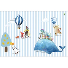 Fototapeta dla dzieci na wymiar pingwin, balony, wieloryb dwk176
