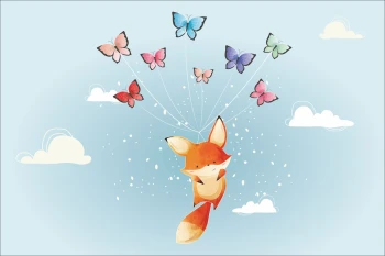  Fototapeta dla dzieci na wymiar lisek i motylki dwk204