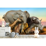 Fototapeta dla dzieci na wymiar nosorożec, lampart, słoń, lew dwk226