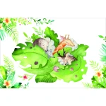  Fototapeta dla dzieci na wymiar śpiące zwierzątka w zielonych liściach dwk228