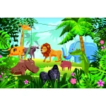  Fototapeta dla dzieci na wymiar safari, krokodyl, słoń, żyrafa, lew dwk227