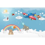  Fototapeta dla dzieci na wymiar tęcza, balony, miś, samolot, księżyc dwk271