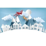  Fototapeta dla dzieci na wymiar miasteczko, samoloty dwk283