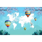  Fototapeta dla dzieci na wymiar kolorowe balony, mapa dwk285