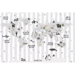 Fototapeta dla dzieci na wymiar mapa świata, kontynenty, zwierzęta dwk287