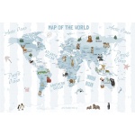 Fototapeta dla dzieci na wymiar mapa świata, zwierzęta dwk288