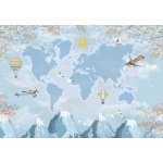 Fototapeta dla dzieci na wymiar mapa świata, balony, góry dwk289
