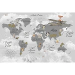  Fototapeta dla dzieci na wymiar mapa świata, zwierzęta dwk292