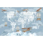   Fototapeta dla dzieci na wymiar samoloty, mapa świata dwk298