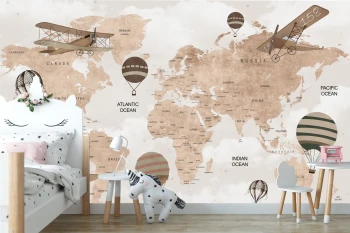  Fototapeta dla dzieci na wymiar mapa świata dwk299