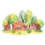  Fototapeta dla dzieci na wymiar farma, las, domki dwk336