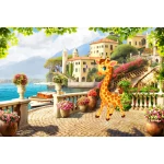  Fototapeta dla dzieci na wymiar żyrafa, taras, budynki dwk343