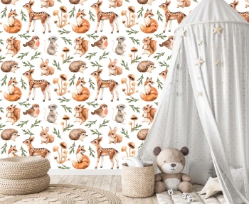  Fototapeta dla dzieci na wymiar leśne zwierzęta, sarenka, lisek MP031