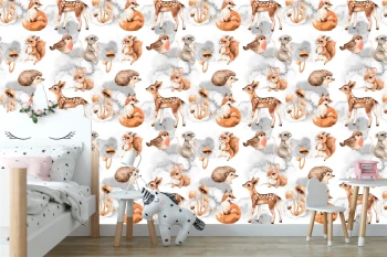  Fototapeta dla dzieci na wymiar leśne zwierzęta, sarenka, lisek MP032