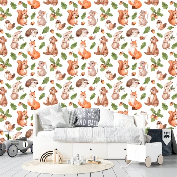  Fototapeta dla dzieci na wymiar wiewiórka, jeżyk, lisek MP035