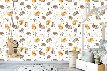  Fototapeta dla dzieci na wymiar lisek, sówka, jeżyk MP037