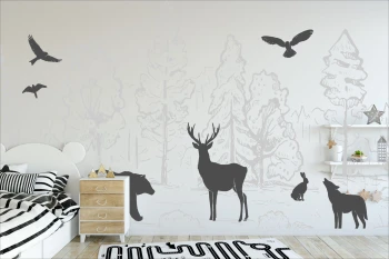 Fototapeta dla dzieci niedźwiedź, jeż, wilki, jeleń dwk312