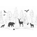 Fototapeta dla dzieci niedźwiedź, jeż, wilki, jeleń dwk312