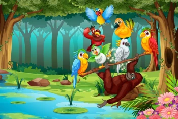  Fototapeta dla dzieci papugi 64a