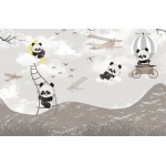 Fototapeta dla dzieci panda w balonie, pandy, samoloty dwk270
