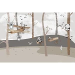  Fototapeta dla dzieci pandy, las, samoloty dwk267