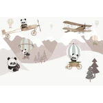  Fototapeta dla dzieci pandy, las, samoloty dwk268