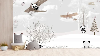  Fototapeta dla dzieci pandy, samoloty dwk265