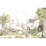  Fototapeta dla dzieci rodzina misi w magicznym lesie z zajączkiem i sarenką M058