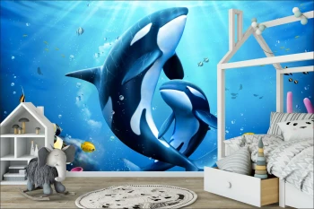  Fototapeta dla dzieci ryby, ocean, orka, podwodny świat dwk126