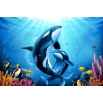  Fototapeta dla dzieci ryby, ocean, orka, podwodny świat dwk126