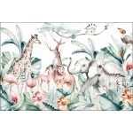  Fototapeta dla dzieci safari, żyrafa, lew, zebra M021