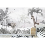 Fototapeta dla dzieci safari, zebra, palmy, flaming dwk214