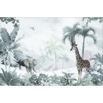 Fototapeta dla dzieci safari, zebra, palmy, flaming dwk214
