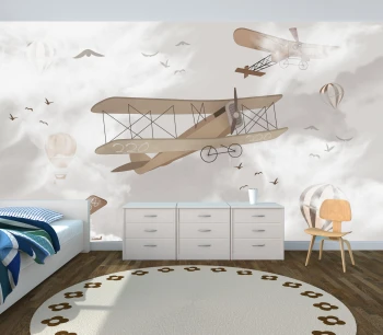  Fototapeta dla dzieci samoloty, balony dwk254
