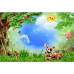  Fototapeta dla dzieci sarenki na polanie, słoneczko dwk074