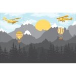 Fototapeta dla dzieci słońce, góry, balony, samoloty dwk257
