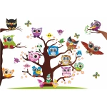  Fototapeta dla dzieci sówki , drzewo dwk056