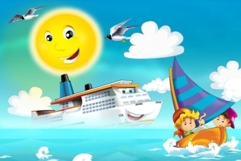  Fototapeta dla dzieci statek, słoneczko 20a