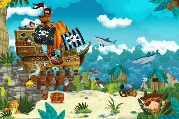  Fototapeta dla dzieci statek piracki 48a