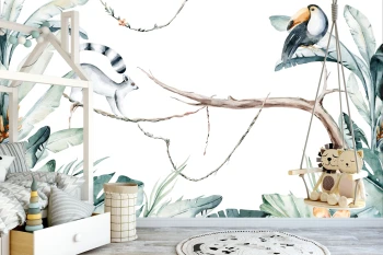  Fototapeta dla dzieci tukan i lemur dwk218