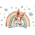  Fototapeta dla dzieci wesoła wiewiórka na tle tęczy M075