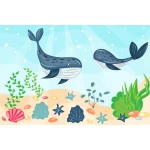  Fototapeta dla dzieci wieloryby w oceanie dwk128