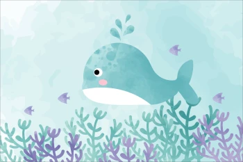  Fototapeta dla dzieci wieloryby w oceanie dwk164