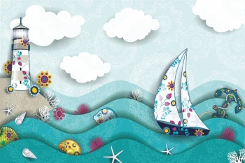  Fototapeta dla dzieci żaglówka, morze 31a