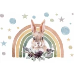 Fototapeta dla dzieci zajączek na tle tęczy M077