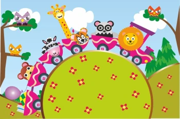  Fototapeta dla dzieci zwierzątka w pociągu 26a