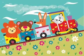  Fototapeta dla dzieci zwierzątka, pociąg 70a